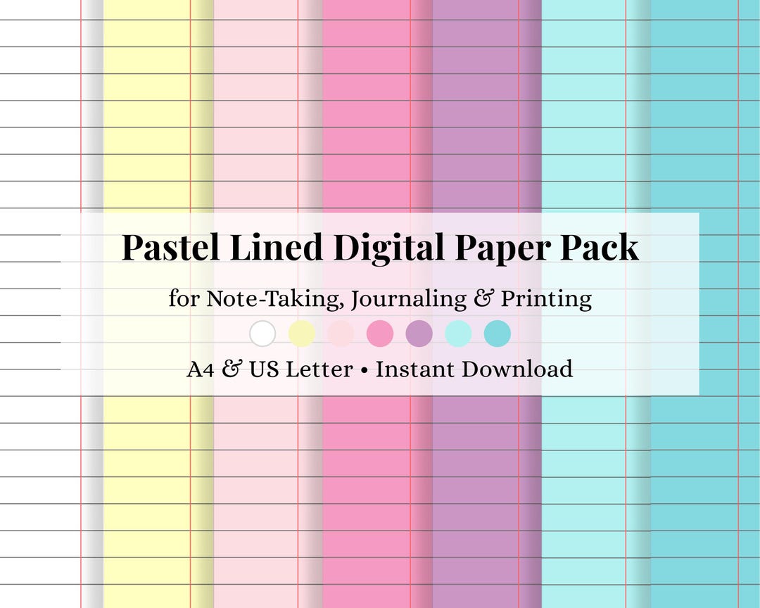 Pastel Lined Digital Paper Pack, Goodnotes Note Pages, Notability Paper ...