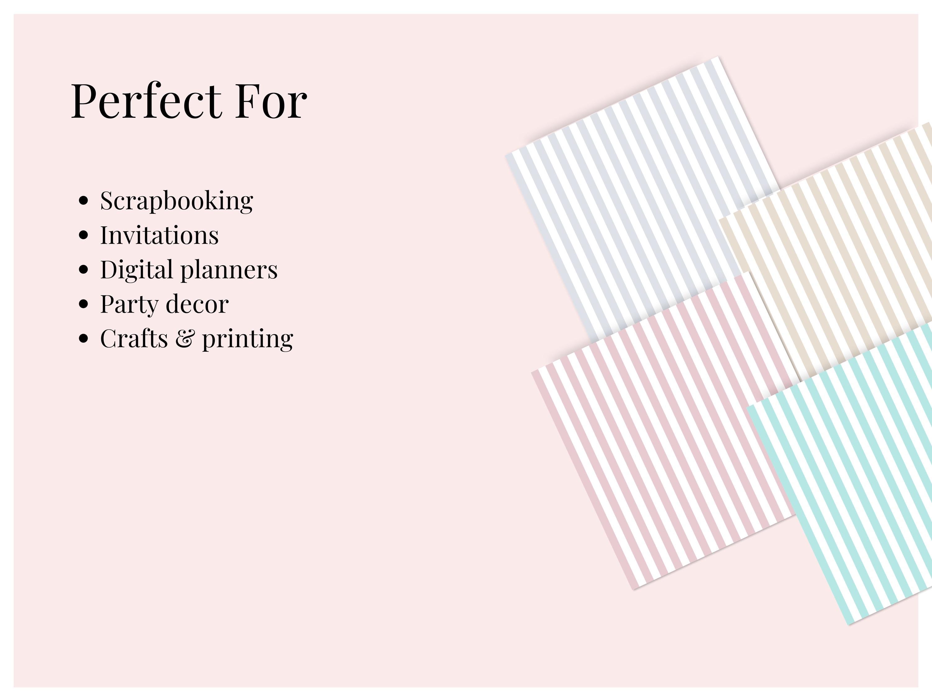 Seamless Stripe Digital Paper Bundle, Pastel Striped Backgrounds, 12x12 ...