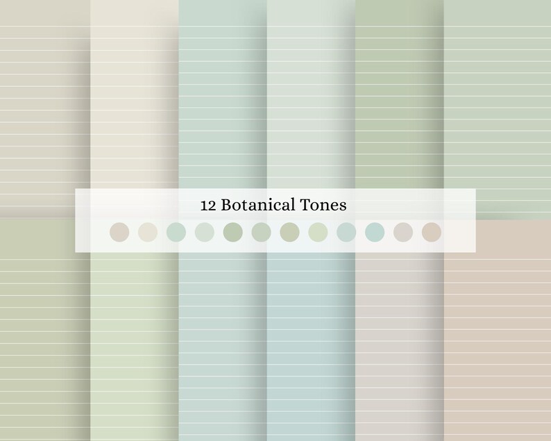 Botanical Tones Lined Digital & Printable Pages, Printable Lined Paper ...