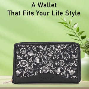Cartera de yute con estampado floral de piel vegana para mujer, elegante monedero de mano para mujer, con capacidad para tarjetas de efectivo, móvil con cierre de cremallera, regalo para ella, para viajes.