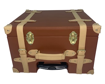 Lyxig vintage resekoffert LVTRUNK021M läderväska med hjul för män och kvinnor