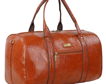 Hard Craft Luxury Crocodile Texture Leatherette Stylish Duffle