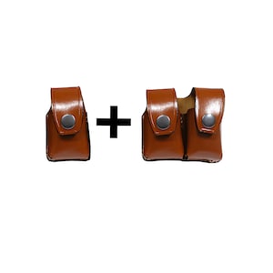 Handmade Leather Speedloader Pouch: Double + Single Revolver Cartridge Holder