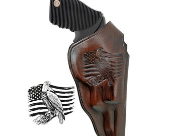 Leather Cross Draw Holster Fits Taurus Tracker 17 - 44 - 627 - 692 - 992, Handcrafted Revolver Two Position Holster, Customizable Holster!