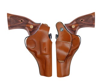 Handmade Leather Holster: Smith Wesson N-Frame, Thumb Snap, Customizable
