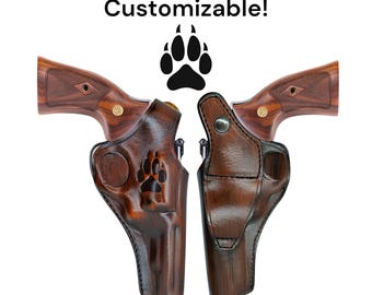 Smith Wesson N-Frame Model 25 27 28 29 625 627 629 Holster | Leather Handmade Thumb Snap Customizable Two Position Cross Draw Comfortable