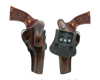 Handgefertigtes Holster aus echtem Leder: Ruger Revolver Modell Redhawk, Daumen-Schnappverschluss, anpassbar