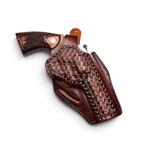 Étui en cuir tressé à la main : Smith & Wesson N-Frame, à dégagement par le pouce