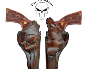 Fondina per revolver Taurus modello 856, 82, 85, 605, 905 / Vera pelle fatta a mano / Scatto a scatto per il pollice / Personalizzabile / Estrazione incrociata a due posizioni