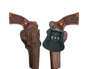 Holster Ruger GP100 & SP101 : pagaie en cuir tressée faite main