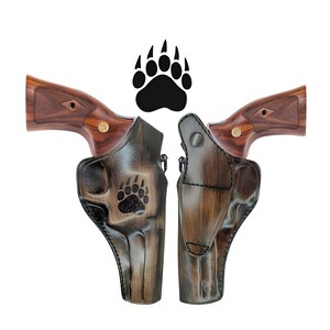 Handmade Genuine Leather Revolver Holster: Ruger Revolver Model Redhawk, Thumb Snap, Customizable image 13