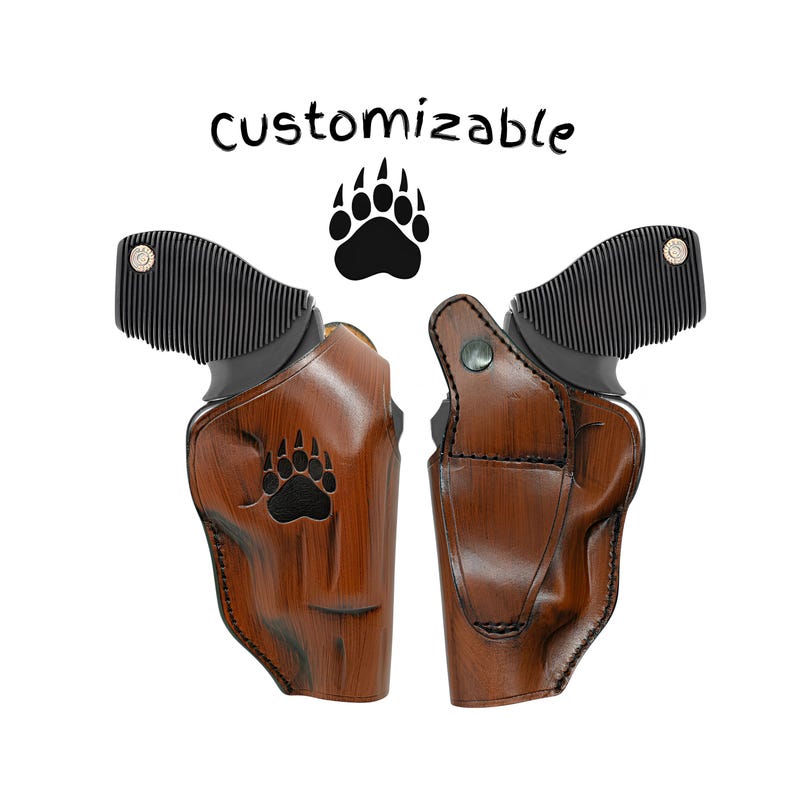 Handmade Genuine Leather Revolver Holster: Ruger Revolver Model Redhawk, Thumb Snap, Customizable image 12