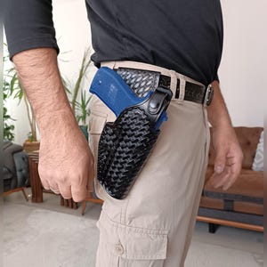 Colt 1911 Field Duty Holster | Genuine Leather Handmade | Thumb Break Comfortable Belt Tunnel | Right Hand Draw | Outside Waist Band