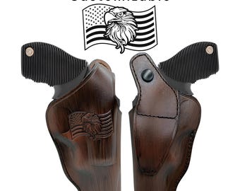 Handmade Leather Holster: Taurus Judge/Public Defender, 45 Colt/410 Bore, Thumb Snap, Customizable