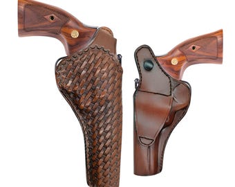 Handgefertigte Holster aus Echtleder: Colt Kodiak Revolver 44 Magnum, 3 Innentaschen, Innenbund, Innenbund, personalisierbar