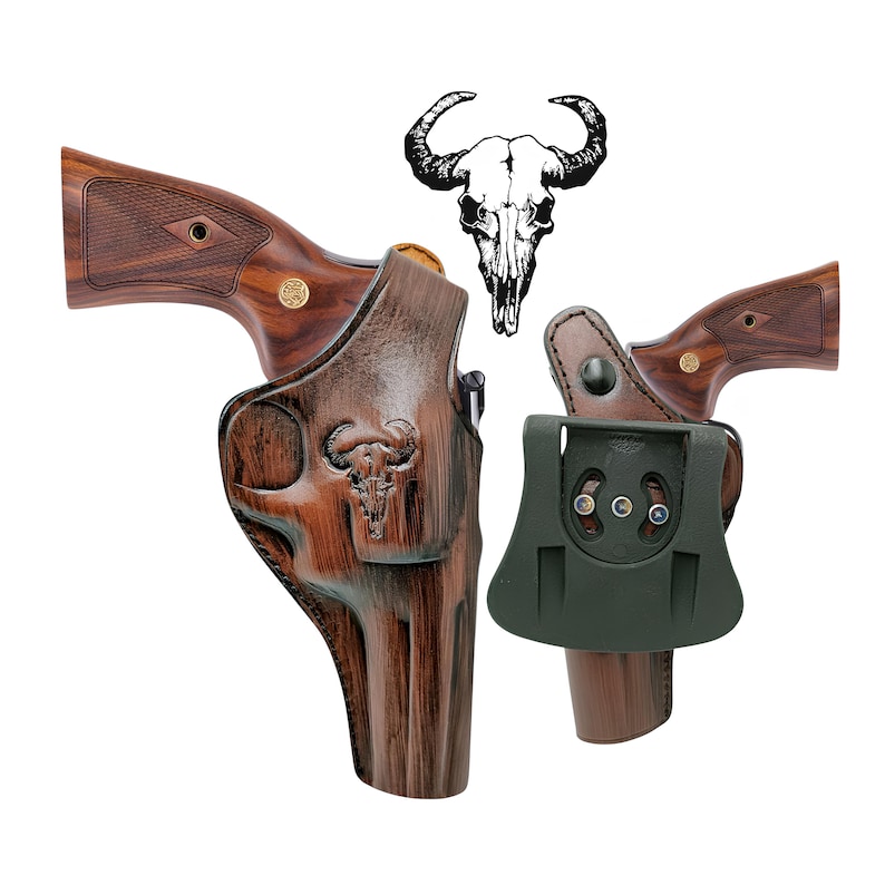 Funda de cuero para Ruger Super Blackhawk, inclinación ajustable, cierre de presión para el pulgar imagen 12