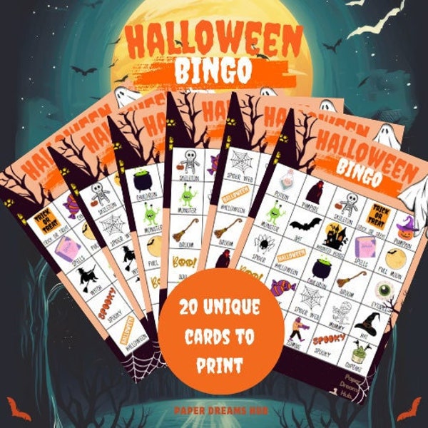 Halloween Bingo Cards, Printable Halloween Bingo, Fun Halloween Games, Game for Halloween Party,Halloween Bingo, Halloween Game, Bingo