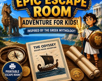 Educational Printable Odyssey Escape Room for Kids | Greek Mythology Adventure Game | Odysseus Activity