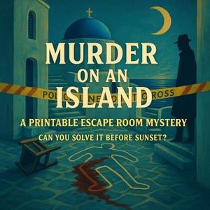 Escape Room imprimible: Asesinato en una isla griega / Juego de misterio de crímenes reales / Noche de juegos para amigos, familia y para divertirse en la oficina.
