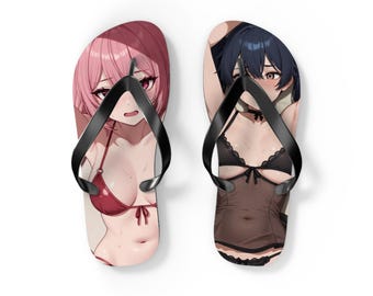 Anime Bikini Girls Flip Flops | Vivid Sublimation Beach Sandals