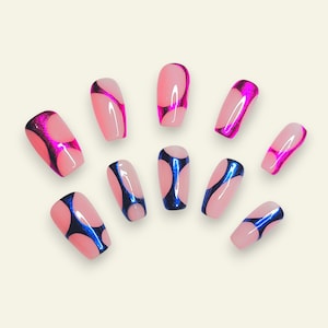 Custom Chrome Press-On Nails: Abstract Metallic Nail Art