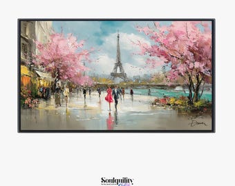 Paris Blossom Frame TV Art, Floral Parisian Smart Television Screensaver, Romantic Whimsical Home Decor, Retro Euro Art, Digital Download