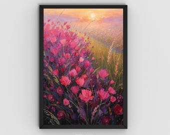 Blommande trädgård utskrivbar väggkonst, konstälskare blommig poster, impressionistisk landskapsinredning, botanisk målning, digital nedladdning