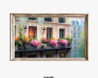 Paris Blossom Frame TV Art, Floral Parisian Smart Television Screensaver, Romantic Whimsical Home Decor, Retro Euro Art, Digital Download