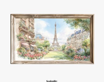 Paris Blossom Frame TV Art, Floral Parisian Smart Television Screensaver, Romantic Whimsical Home Decor, Retro Euro Art, Digital Download