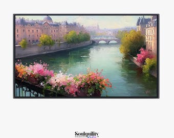 Paris Blossom Frame TV Art, Floral Parisian Smart Television Screensaver, Romantic Whimsical Home Decor, Retro Euro Art, Digital Download
