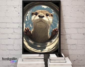 Otter Wall Art, Wildlife Animal Print, Nursery Decor (Digital Download)