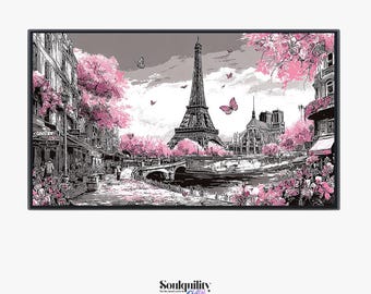 Paris Blossom Frame TV Art, Floral Parisian Smart Television Screensaver, Romantic Whimsical Home Decor, Retro Euro Art, Digital Download