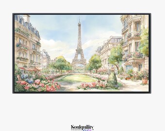Paris Blossom Frame TV Art, Floral Parisian Smart Television Screensaver, Romantic Whimsical Home Decor, Retro Euro Art, Digital Download