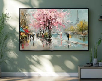 Paris Blossom Frame TV Art, Floral Parisian Smart Television Screensaver, Romantic Whimsical Home Decor, Retro Euro Art, Digital Download