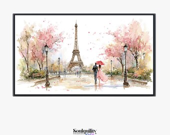 Paris Blossom Frame TV Art, Romantic Whimsical Decor, Floral Parisian Smart Television Screensaver, Cute Retro Euro Art, Digital Download