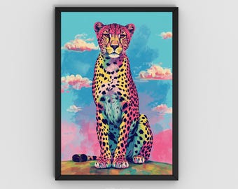 Cheetah Pop Art Print: Trendy Maximalist Decor (Digital Download)