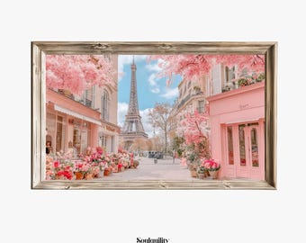 Paris Blossom Frame TV Art, Floral Parisian Smart Television Screensaver, Romantic Whimsical Home Decor, Retro Euro Art, Digital Download