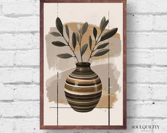 Boho Olive Printable Wall Art, Abstract Floral Photography in Sage Green, Modern Home Decor Poster, Neutral Painting, Digital Download