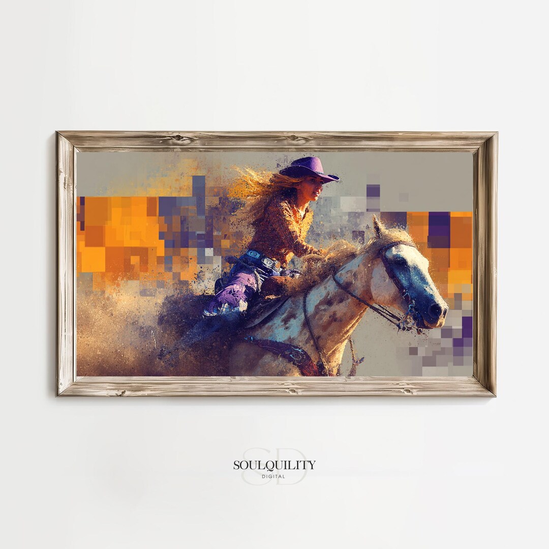 Cowgirl Horse Western TV Art, Southwestern, Abstract Rodeo Cowgirl ...
