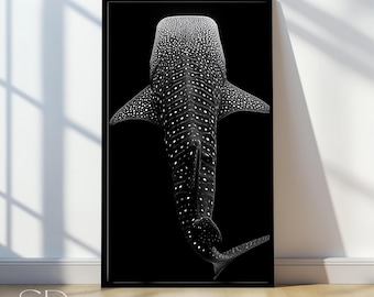 Whale Shark Printable Wall Art, Sea Animals and Marine Life Poster for Vacation Beach House Decor, Underwater Photography, Digital Download