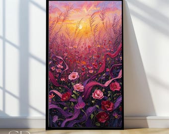 Blommande trädgård utskrivbar väggkonst, konstälskare blommig poster, impressionistisk landskapsinredning, botanisk målning, digital nedladdning