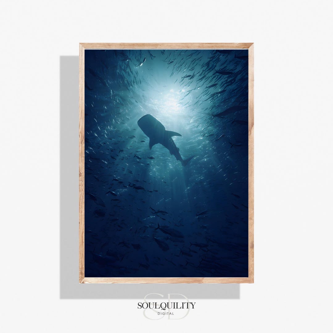 Whale Shark Printable Wall Art, Beach House Print With Marine Life ...