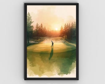 vintage Golf Printable Wall Art, golf poster, Minimalist Golf Print Poster with Golf Ball Art and Retro Sports Decor, Digital Download
