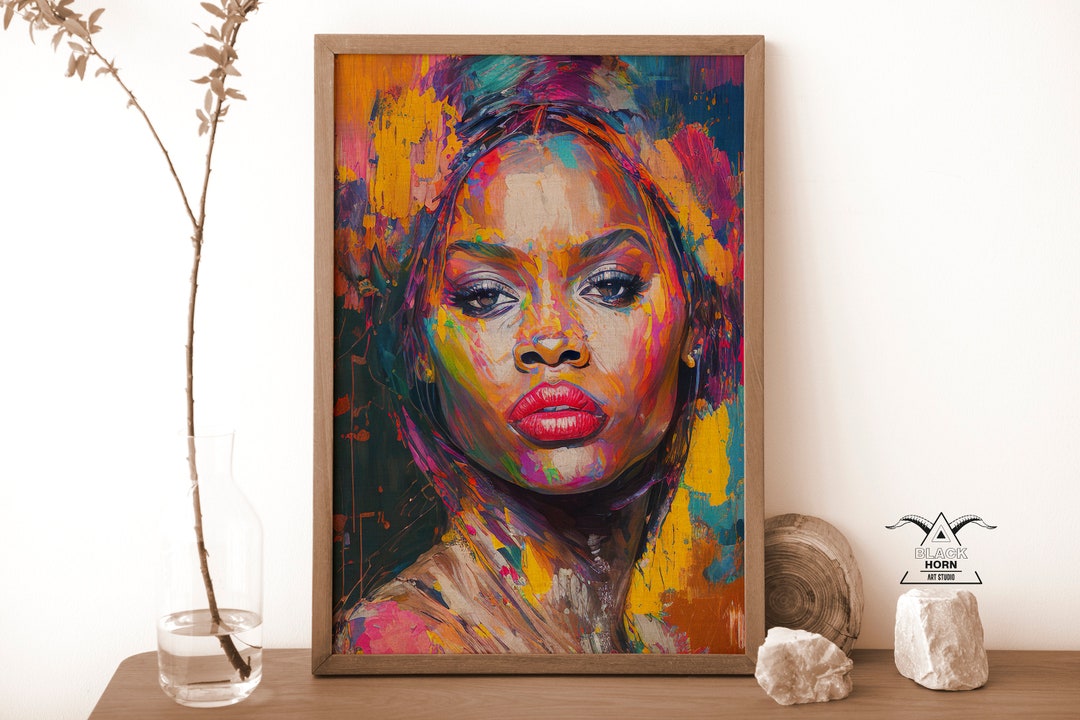 African Woman Printable Wall Art, Digital Art, Boho Wall Art, Black