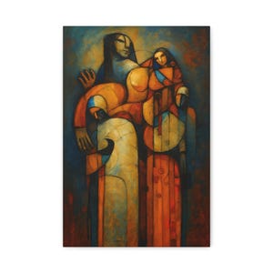 Colorful Family Bond Canvas Wall Art, Modern Home Decor, Gift for Parents, Abstract Art for Living Room, Unique Art for Family