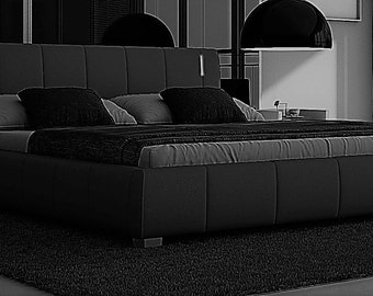 Luna upholstered bed black 180 x 200 cm (optional with LED lighting)