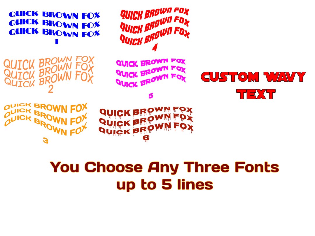 Custom Wavy Text Choose 3 Font Styles Custom Wavy Letters Custom Wavy