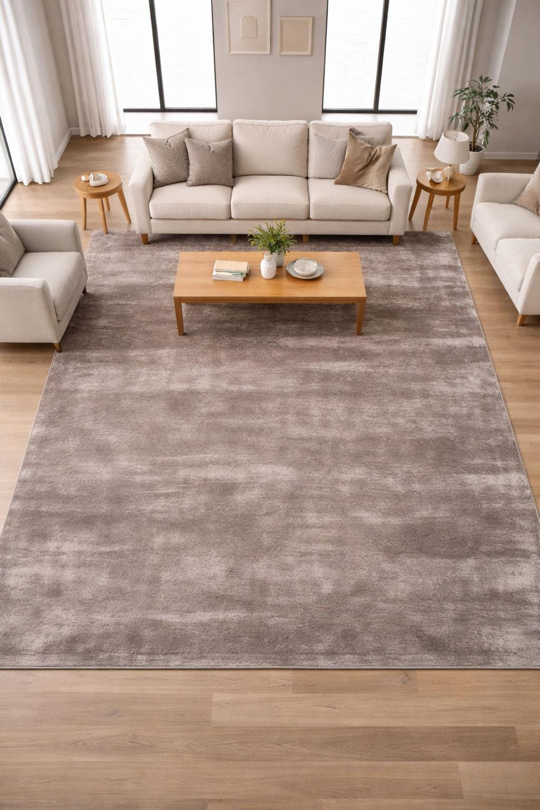 Room Rug Solid Hand Tufted Modern Solid Area Rug, Minimalist Neutral Gray Wool Rug ...