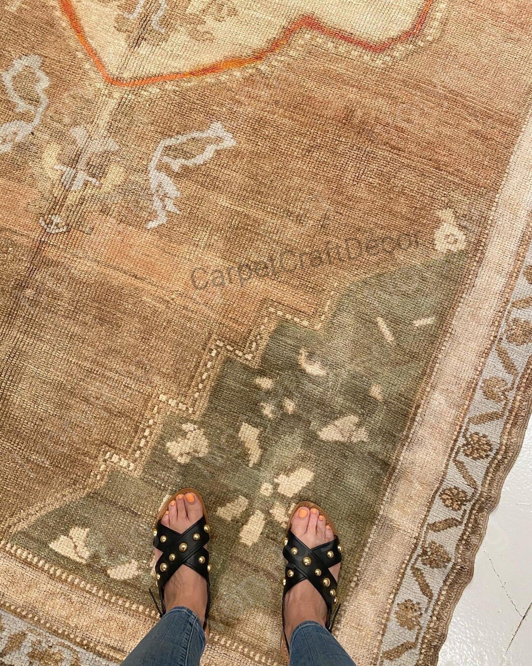 Light Brown Turkish Oushak 10x14 Hand Knotted Vintage Rug Area Rug 100% ...
