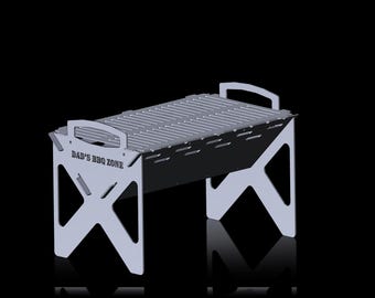 Plano de barbacoa listo para cortar con CNC para barbacoa portátil Archivo DXF Zona de barbacoa de papá Fogata para acampar